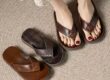 Anti-slip fashion women’s leather flip flops for summer