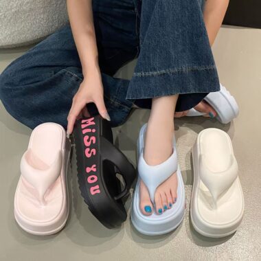 Custom 7cm platform women EVA flip flops factory