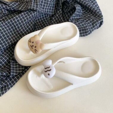 Custom cute cat women EVA flip flops factory