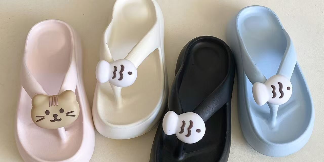 Custom cute cat women EVA flip flops factory