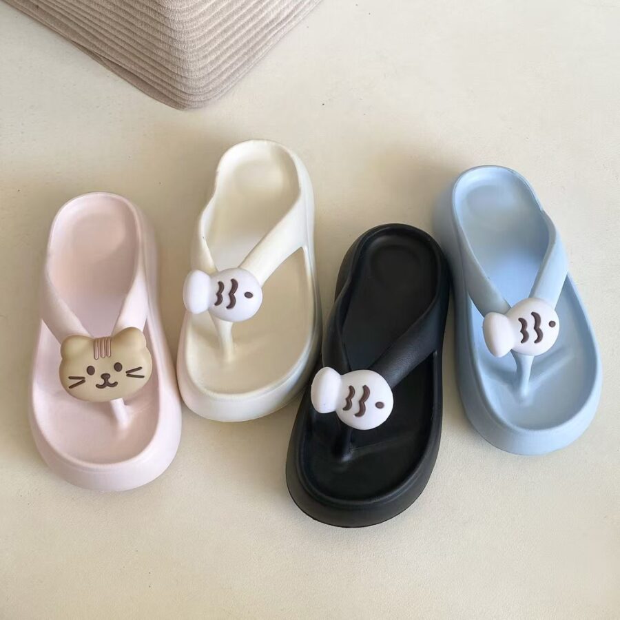 Custom cute cat women EVA flip flops factory