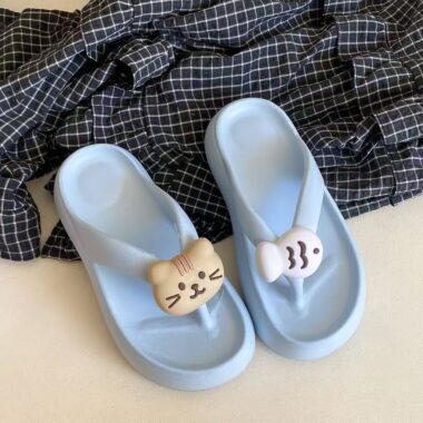 Custom cute cat women EVA flip flops factory