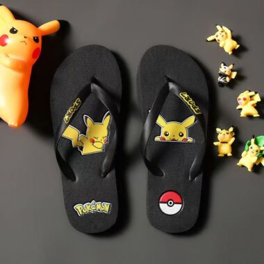 custom Pikachu cartoon men rubber flip flops manufacturer