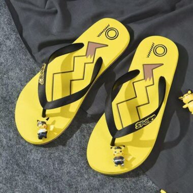 custom Pikachu cartoon men rubber flip flops manufacturer