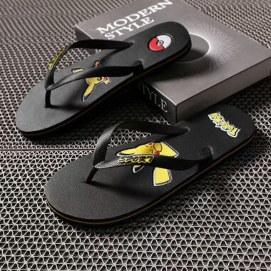 custom Pikachu cartoon men rubber flip flops manufacturer