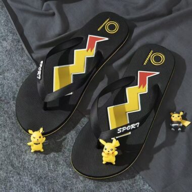 custom Pikachu cartoon men rubber flip flops manufacturer