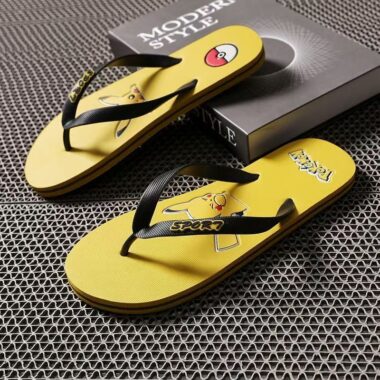 custom Pikachu cartoon men rubber flip flops manufacturer