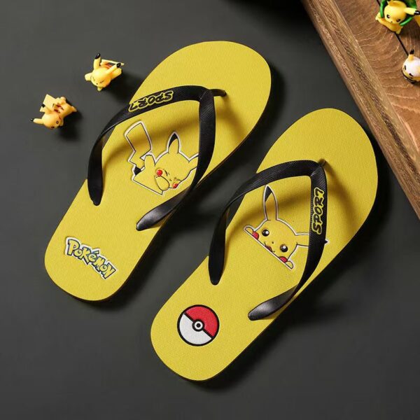 custom Pikachu cartoon men rubber flip flops manufacturer