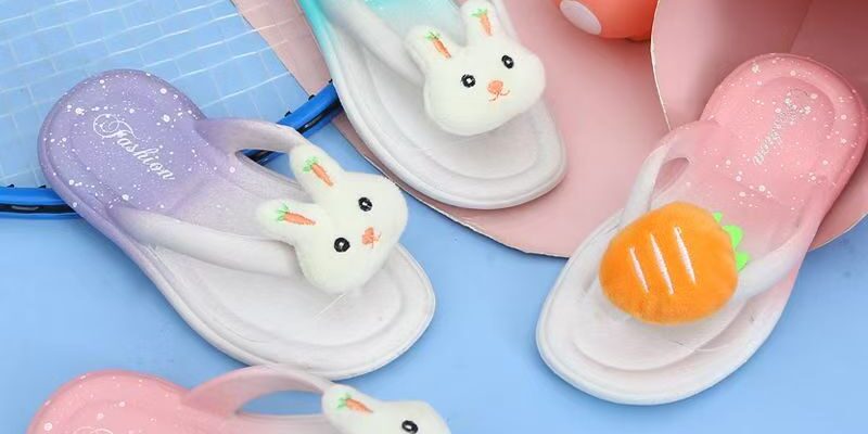 Cartoon bunny soft non-slip girls kids flip flops