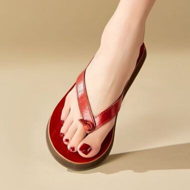 New fashion casual women’s leather flip flops