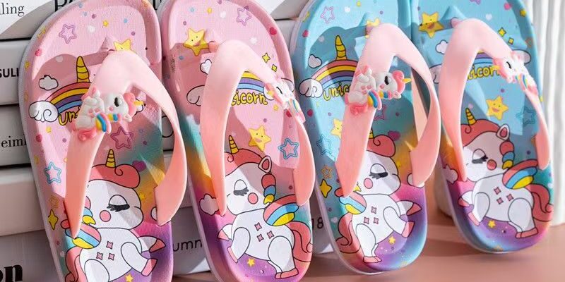 Summer cute non-slip girls kids flip flops