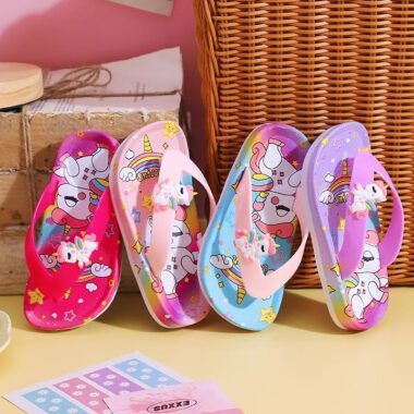 Summer cute non-slip girls kids flip flops