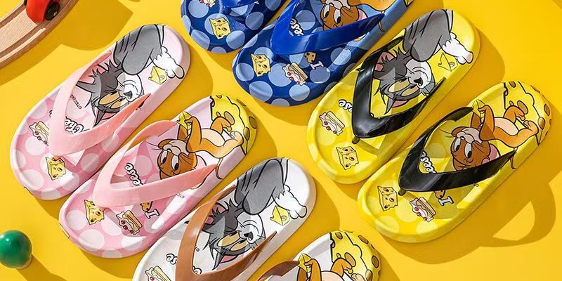 Tom and Jerry cartoon non-slip kids flip flops