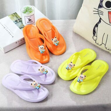 Candy Color Cartoon Kids Flip Flops with Soft Sole