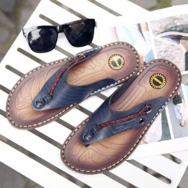 Versatile Casual Summer Men Leather Flip Flops