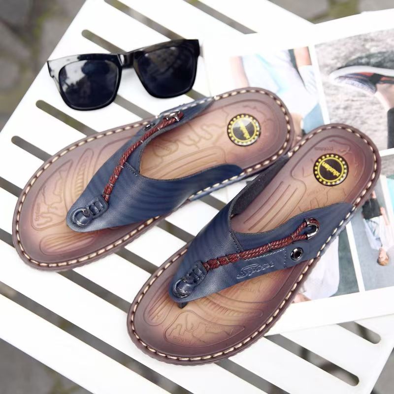 Versatile Casual Summer Men Leather Flip Flops
