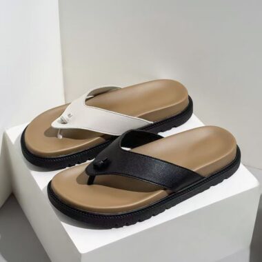 Custom Stylish Outdoor Women Leather Flip Flops