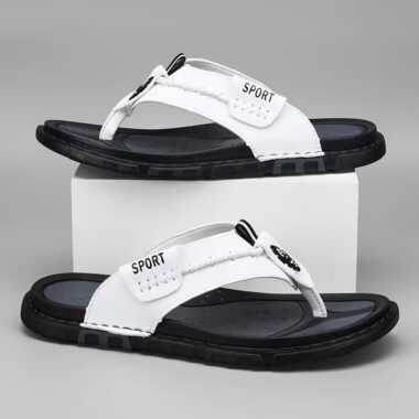 Custom Summer Anti-Slip Men Leather Flip Flops