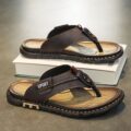 Custom Summer Anti-Slip Men Leather Flip Flops