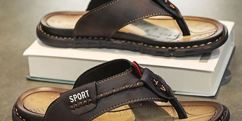 Custom Summer Anti-Slip Men Leather Flip Flops