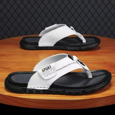 Custom Summer Anti-Slip Men Leather Flip Flops