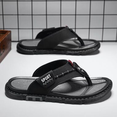 Custom Summer Anti-Slip Men Leather Flip Flops