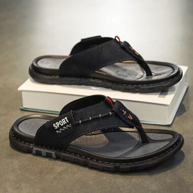 Custom Summer Anti-Slip Men Leather Flip Flops