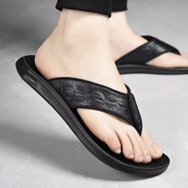 Custom Casual Outdoor Men Leather Flip Flops