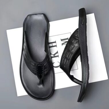 Custom Casual Outdoor Men Leather Flip Flops