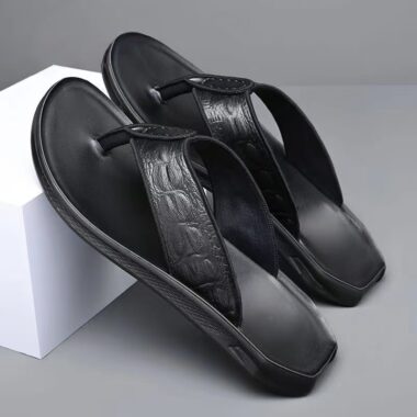 Custom Casual Outdoor Men Leather Flip Flops