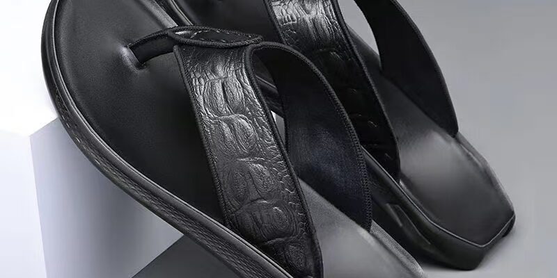 Custom Casual Outdoor Men Leather Flip Flops