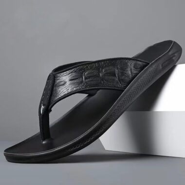 Custom Casual Outdoor Men Leather Flip Flops