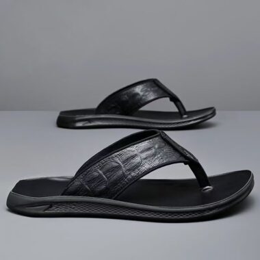 Custom Casual Outdoor Men Leather Flip Flops
